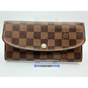 LOUIS VUITTON Damier Ebine Canvas Leather Red Emilie Wallet FAST USA SHIPPING